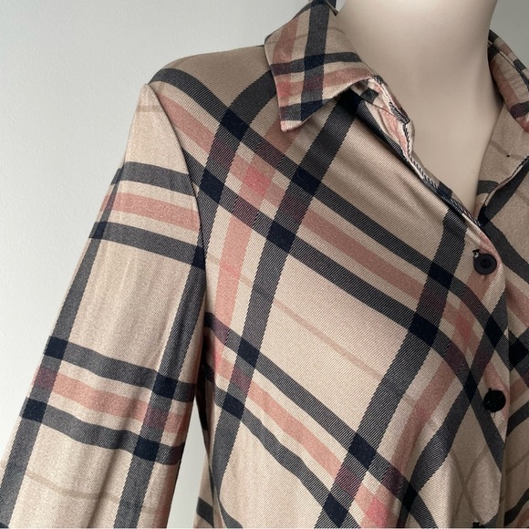 Michael Tyler Check Button Down Drapey Top Shirt Womens Size Small - Picture 9 of 12